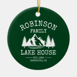 Familienname Lake House Trees Forest Green Keramik Ornament