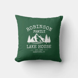 Familienname Lake House Trees Forest Green Kissen