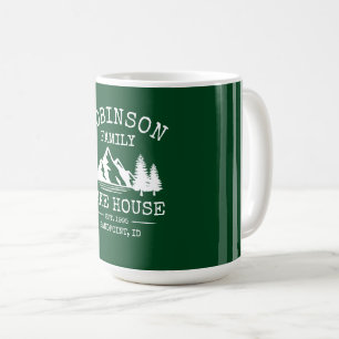 Familienname Lake House Trees Forest Green Large Kaffeetasse