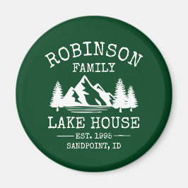 Familienname Lake House Trees Forest Green Magnet