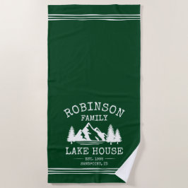 Familienname Lake House Trees Forest Green Strandtuch