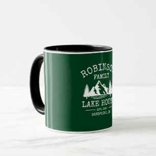 Familienname Lake House Trees Forest Green Two Ton Tasse