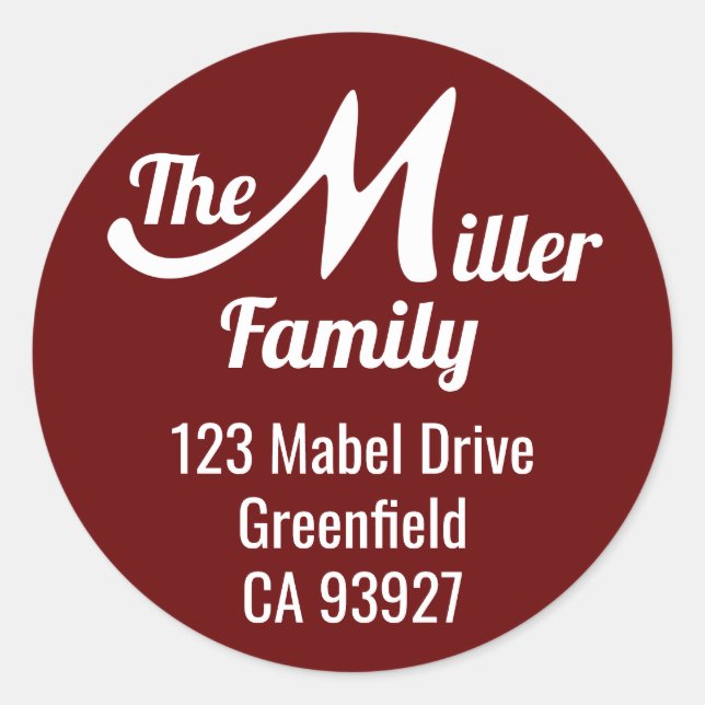 Familienname Letter M Runder Aufkleber (Vorderseite)