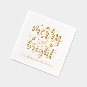 Familienname "Merry and Bright Typography" Servietten Mit Folie