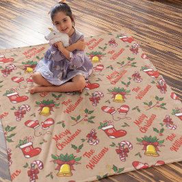 Familienname Merry Christmas Pattern Sherpadecke