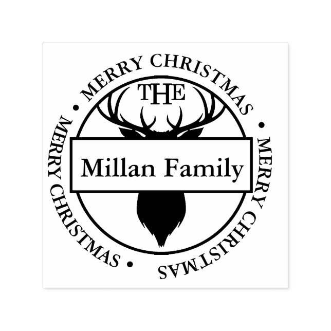 Familienname Merry Christmas Rentier Thema Permastempel (Design)