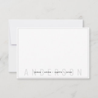 Familienname "Minimal Black and Gray Border" Mitteilungskarte
