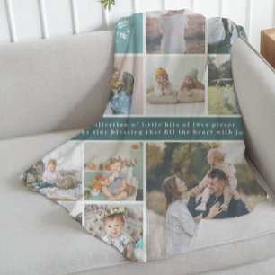 Familienname-Monogramm 15-Foto-Collage Fleecedecke