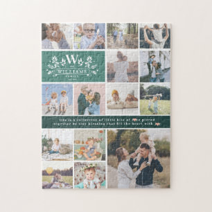 Familienname-Monogramm   15-Foto-Collage Puzzle