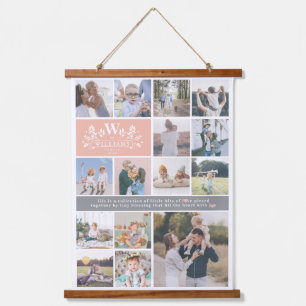 Familienname-Monogramm   15-Foto-Collage Wandteppich Mit Holzrahmen