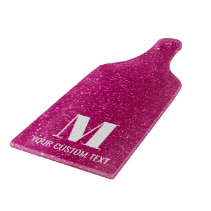 Familienname Monogramm Chic Hot Pink Glitter Schneidebrett