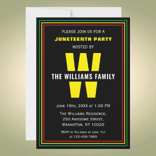 Familienname Monogramm Juneteenth Feier Party Einladung