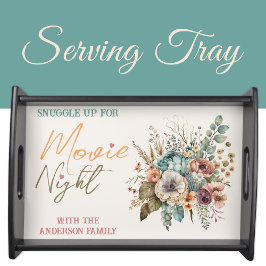 Familienname Nacht Blumensnack Orange Serviertablett