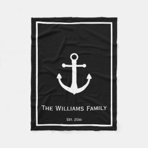 Familienname Nautical Black and White etabliert Fleecedecke