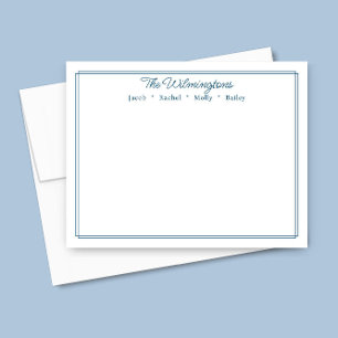 Familienname Navy Blau Rand Klassische Korresponde Mitteilungskarte