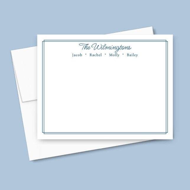 Familienname Navy Blue Border Classic Stationery Mitteilungskarte (Von Creator hochgeladen)