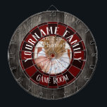 Familienname One Foto Game Room Dartscheibe<br><div class="desc">Füge deinen eigenen Namen zu diesem lustigen Dart-Spiel im Familienzimmer hinzu. FUnique Geschenk für Geburtstage,  Weihnachten,  Vatertag oder einfach nur weil. Option für ein zentrales Foto. Imitate Holzstruktur.</div>