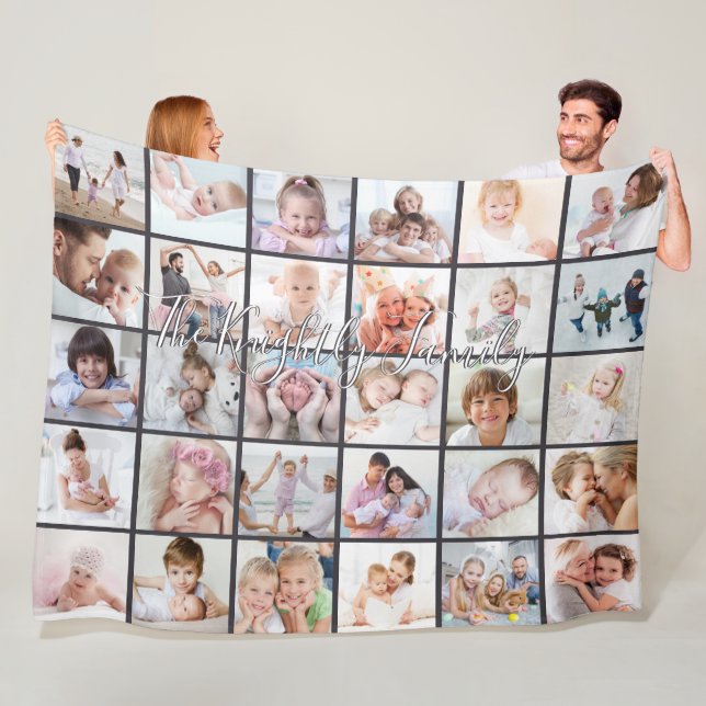 Familienname Overlay 30 Collage Template grau Fleecedecke (Beispiel)