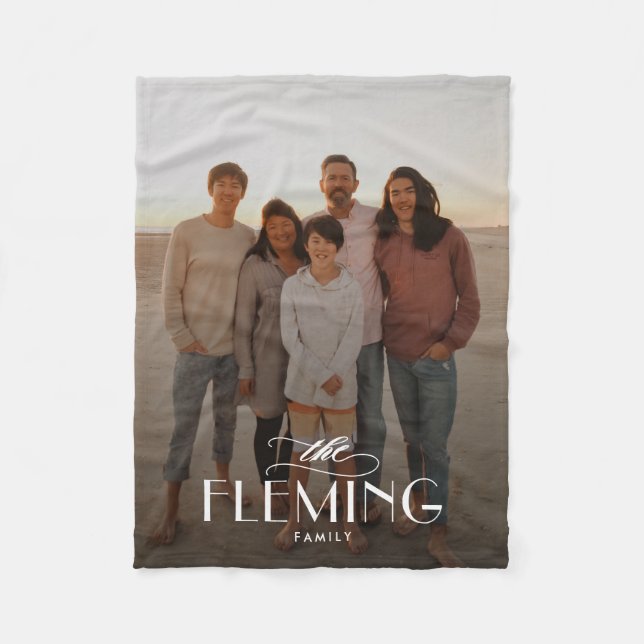 Familienname Personalisiertes Foto Blanket Portrai Fleecedecke (Vorderseite)