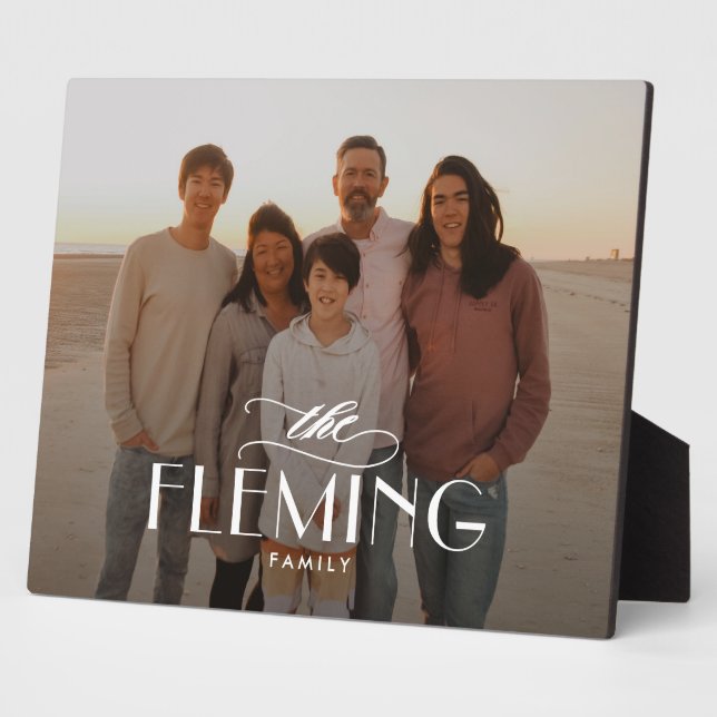 Familienname Personalisiertes Foto Desktop Plaque Fotoplatte (Seite)