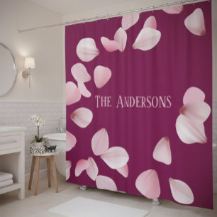 Familienname Pink Petals Duschvorhang