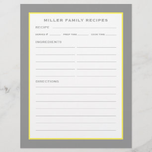 Familienname + Rezepte   Einfach Graugelb & Weiß