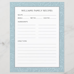 Familienname-Rezeptorseite   Vintag Blue Floral
