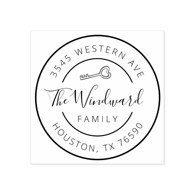 Familienname Rücksendeadresse rund, erste Zuhause Gummistempel (Prägung)