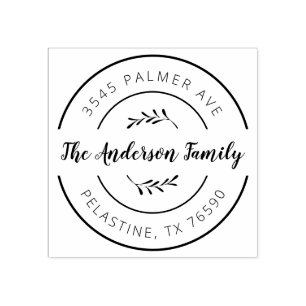 Familienname Rücksendeadresse rund Logo Selbstein Gummistempel