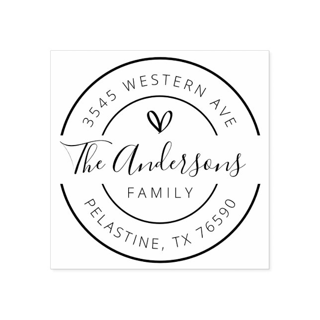 Familienname Rücksendeadresse rundes Logo Selbstfa Gummistempel (Prägung)