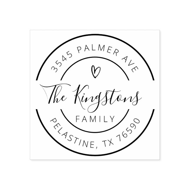 Familienname Rücksendeadresse rundes Logo Selbstfa Gummistempel (Prägung)