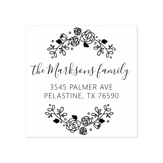 Familienname Rücksendeadresse rundes Logo Selbstfa Gummistempel (Prägung)