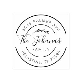 Familienname Rücksendeadresse rundes Logo Selbstfa Gummistempel