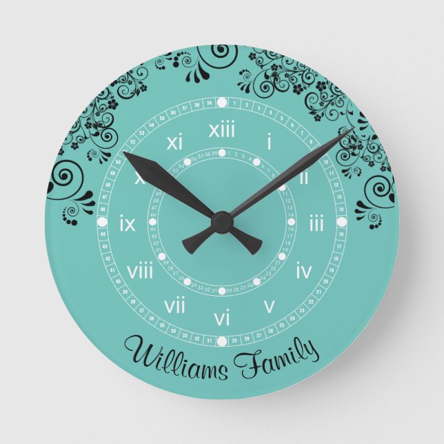 Familienname Runde Wanduhr (Vorderseite)