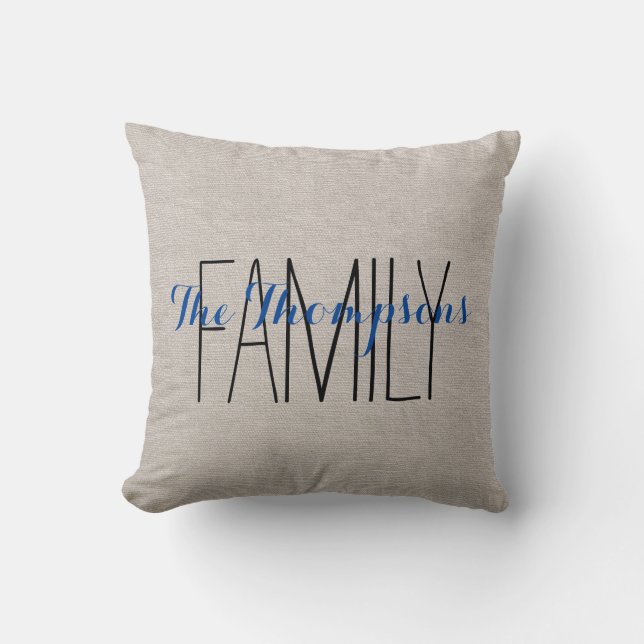 Familienname Rustic Chic Monogram Pillow Kissen (Vorderseite)