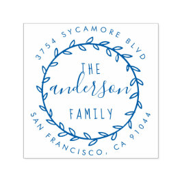 Familienname Rustische Script & Wreath-Rücksendead Permastempel