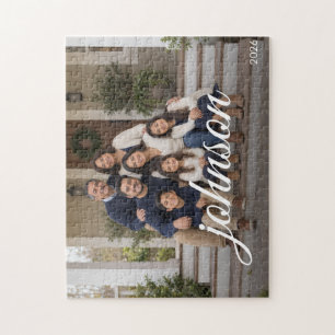 Familienname Schriftzug Individuelles Foto-Puzzle Puzzle