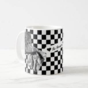Familienname Schwarz/Weiß-FotoCollage Kaffeetasse