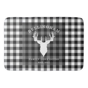 Familienname Schwarz Weiß See Haus Gingham Kariert Badematte