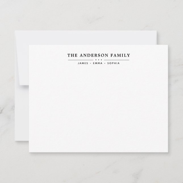 Familienname Script Black Typografy Schriftart Mitteilungskarte (Vorderseite)
