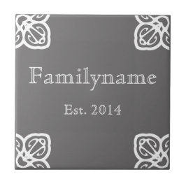 Familienname - Spanisches Weiß auf Grau Fliese