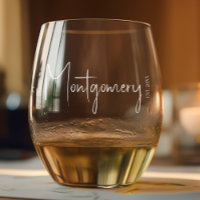 Familienname Stemless Wine Glass