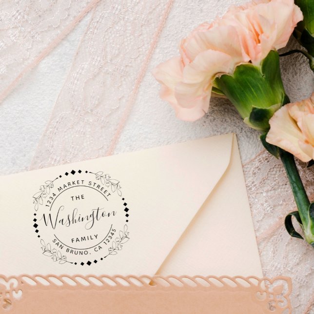 Familienname | Stilvolle, florale Rundrundung der  Gummistempel (Von Creator hochgeladen)