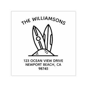 Familienname Surf Board Rücksendeadresse Permastempel