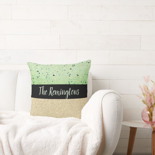 Familienname Terrazzo Funkelnd Throw Pillow Kissen (Liege)