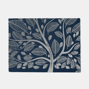 Familienname Tree Blue Gray Blätter Genealogie Fußmatte