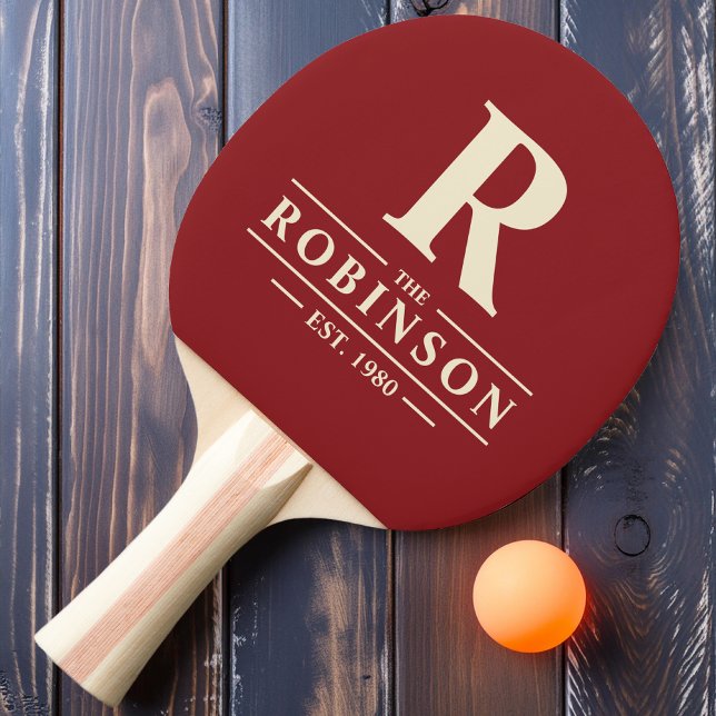 Familienname und anfängliche tiefe Cranberry Tischtennis Schläger (Von Creator hochgeladen)