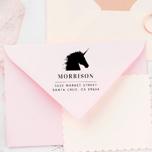 Familienname und Rücksendeadresse Unicorn Gummistempel