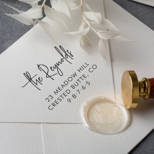Familienname und Zuhause-Adresse Elegante Rücksend Gummistempel