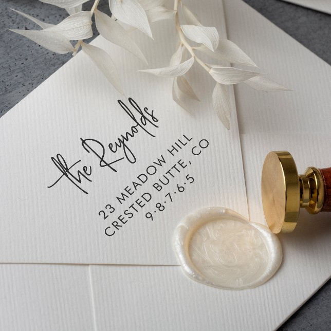 Familienname und Zuhause-Adresse Elegante Rücksend Gummistempel (Von Creator hochgeladen)